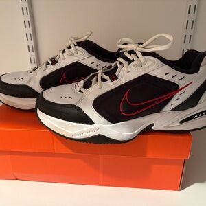 Nike Men's White and Black Athletic Shoes with Red Accents
